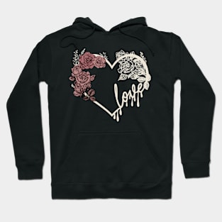 Love heart and roses dark romantic design in ivory Hoodie